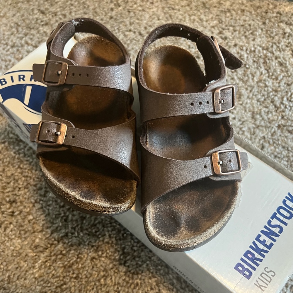 Birkenstock Brown Sandals with Adjustable Straps and Cork Footbed